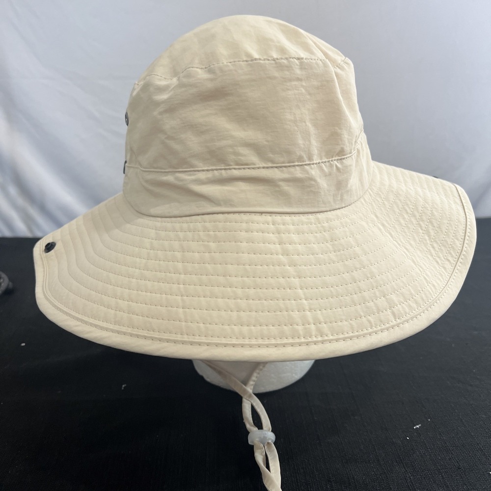 Furtalk Sun Panama Hat Cream Nylon Wide Brim Vented Mesh Ponytail UPF 50+